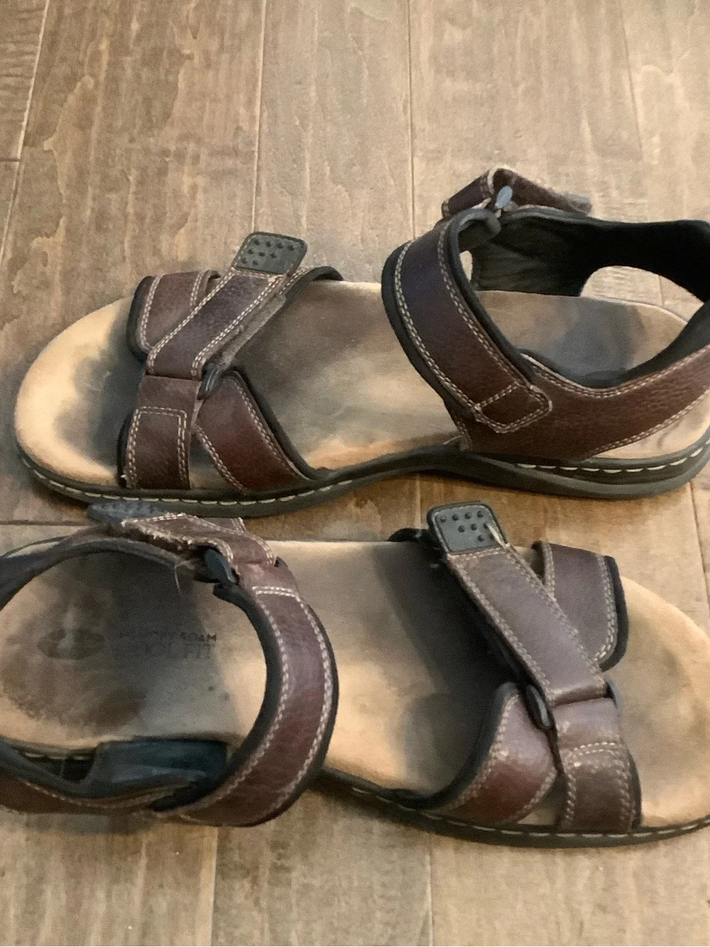 Men's Brown Leather Adjustable Strap Sandals